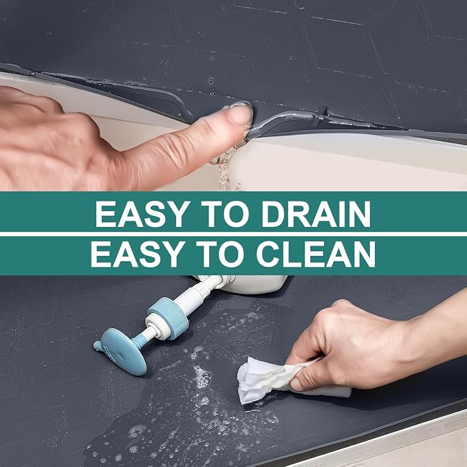 Under Sink Mat, 28"x22" Waterproof Tray for Cabinet, Holds 3 Gal | Silicone, Fits 36 inch Standard Cabinet,Leakproof & Easy Clean, Ideal for Kitchen & Laundry, Protects Shelf from Water Damage