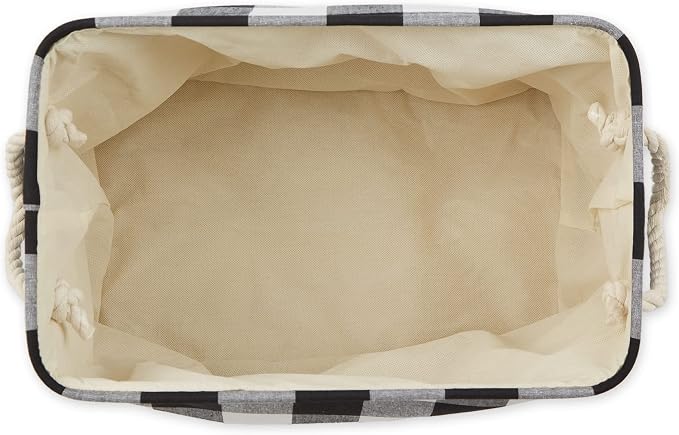 DII Buffalo Check Storage Bin, Medium Rectangle, 16x10x12, Black & White