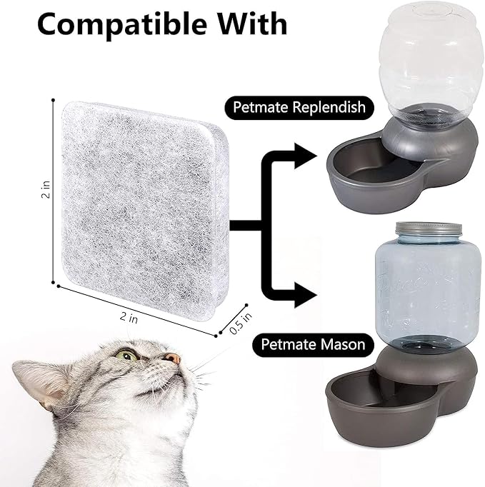 Dog Water Filter Replacement, Pet Fountain Filter Replacement Compatible with Petmate Replendish Mason Pet Water Fountain, Filter for Dog Water Dispenser -16 PACK