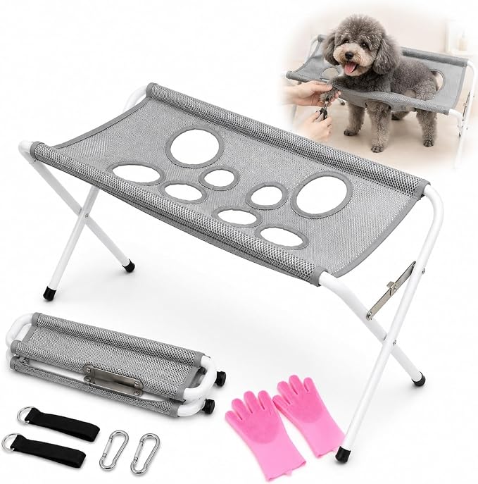 Foldable Pet Bathing Stand Dog Grooming Hammock 8-Hole Mesh 44lb Capacity | Foldable Pet Bathing Hammock Stand With Quick Dry 8-hole Mesh,Portable Shower Rack For Cat Dog Grooming Nail Trimming