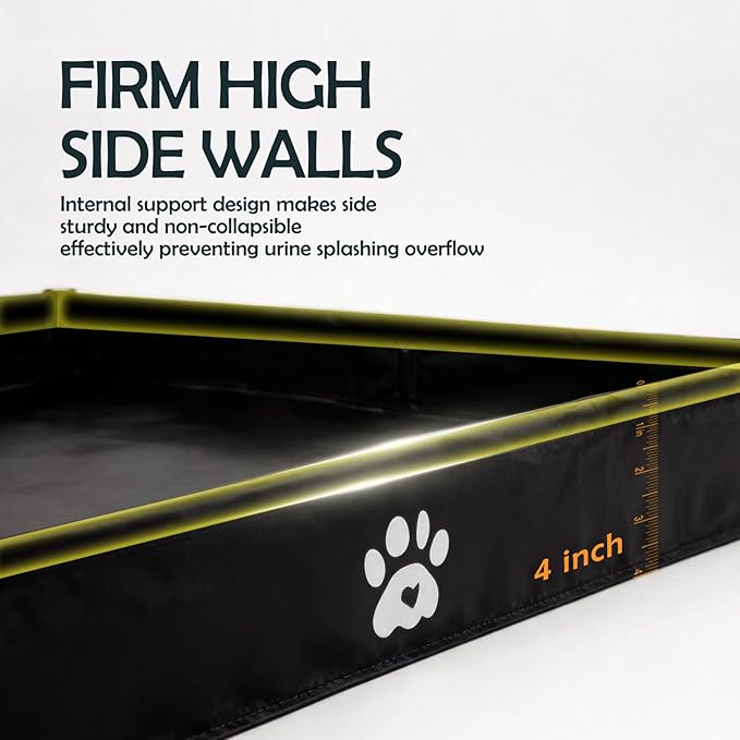 MEEXPAWS Puppy Pee Pad Holder, Foldable Dog Litter Box Indoor Potty Tray | Small High Side Leak-proof Potty Pad Holder for Dogs, Easy Clean Portable Liner Base, Dog Toilet for Potty Training