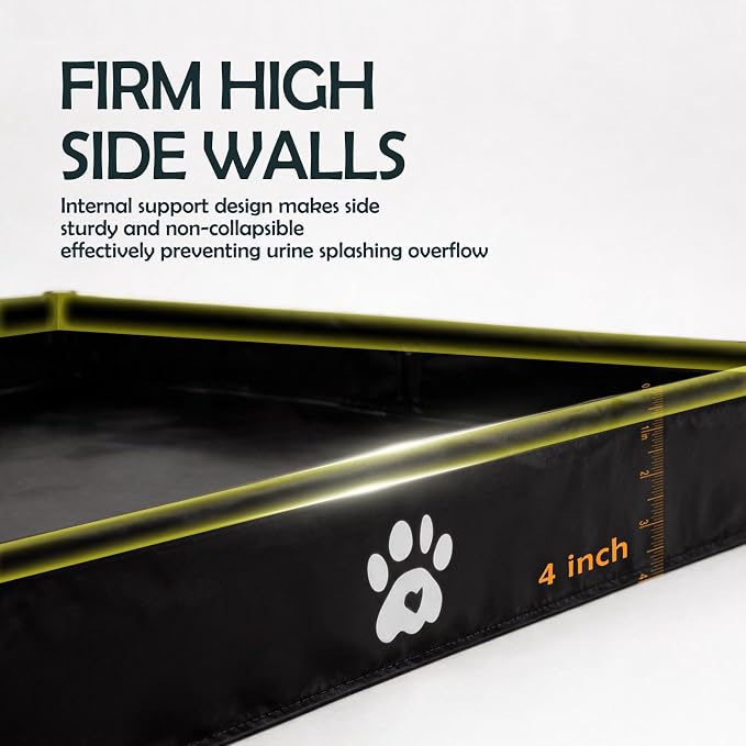 MEEXPAWS Dog Pee Pad Holder, Foldable Puppy Litter Box Indoor Potty Tray | High Side Leak-proof Potty Pad Holder for 22’’x22’’ Pee Pad, Easy Clean Portable Liner Base, Dog Toilet for Potty Training