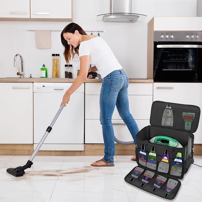Carry Bag for Bissell Little Green Machine 1400B, Large Capacity, Black | Carrying Case for Bissell Carpet Cleaner, Car Vacuum Attachments Cleaning Tools Organizer, Cleaner Solution Pocke (Bag Only)