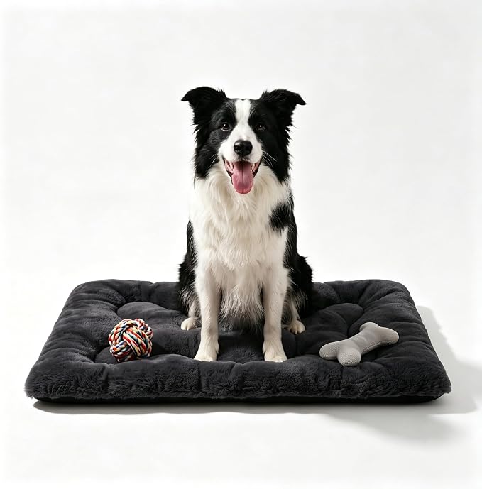 Dog Bed 36" for Metal Crate Pad,Washable Sleeping Mat for Medium/Large Pets | Soft faux rabbit fur, non-slip,machine wash/dry, plush cushioning, for crates, floors & travel, multiple sizes for all breeds