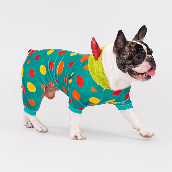 Fitwarm Devil Horns Halloween Dog Monster Costume, Funny Costumes for Small Dogs Boy Girl, Pet Outfit, Teal Blue, Lime Green, Red, XL