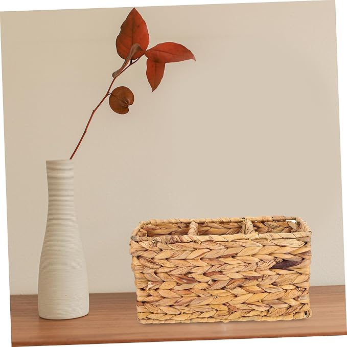 ABOOFAN Woven Storage Basket Decorative Organizer for Bathroom Bedroom and Office Rattan Design for Toiletries Household Items and Pet Toys