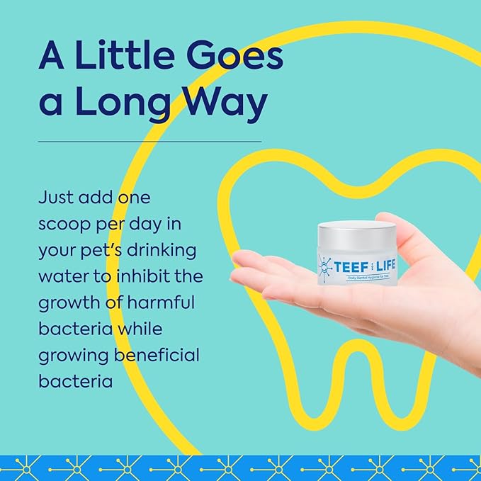 TEEF FOR LIFE Refill Packets Protektin42 Prebiotic Dental Powder for Dogs, Plant-derived, clinically-Proven Formula Naturally Fights Bad Breath, Plaque, and Tartar, 1 Packet with 30 Servings