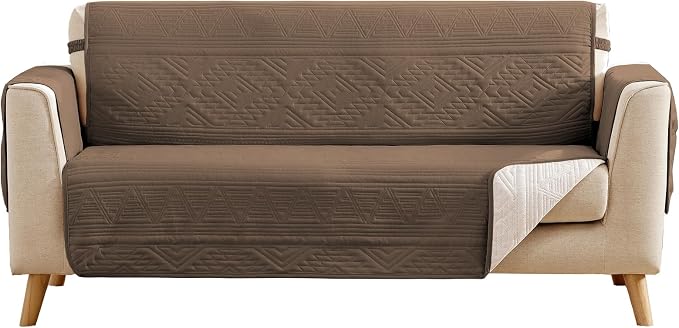 Toffee Loveseat Covers for 2 Cushion Couch, Water-Repellent Covers for Love Seat Sofa, Machine Washable Quilted Couch Covers, Pet Friendly Sofa Slipcovers (Loveseat 48", Raw Umber)
