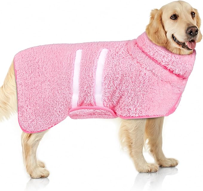 Dog Bathrobe Super Absorbent Dog Towels Large Quick Drying Robes for After Bath Soft Adjustable Warm Keeping Dogs Towel(S-XXL)