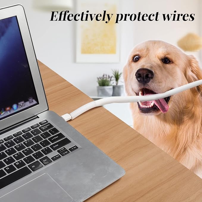 Cord Protector for Pets,Cord Cover and Cable Protector Stops Chewing-20FT | Chew-Resistant Wire Cover for Dogs ,Rabbits, Cats and Other Small Pets-White