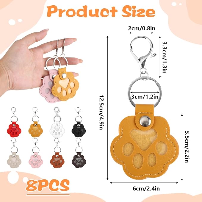 8 Pcs Pet Paw Keychain with Lobster Clasp,Pet Fur keepsake Photo Storage Keyring Hair Keychain Set, Portable Memorial Charm,Handmade Bag Purse Key Holder,Father Day Graduation Gift