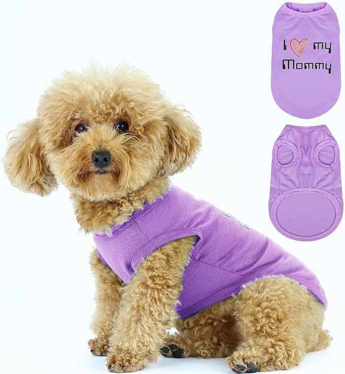 Expressive Pet Vest: Sleeveless Dog Shirt with 'I Love My Mommy' Slogan, Ideal for Chihuahuas, Poodles, Yorkies, and More - Adorable Design, Ultimate Comfort, Easy Maintenance! Purple XX-Large