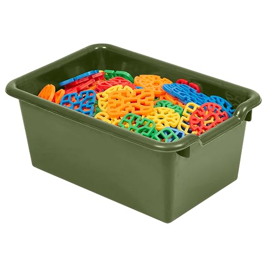 ECR4Kids Scoop Front Storage Bins, Multipurpose Organization, Earthtone, 10-Piece | Durable plastic, GREENGUARD Gold Certified, 1.2 gallon capacity, lightweight & nestable, built-in handle, classroom/home use