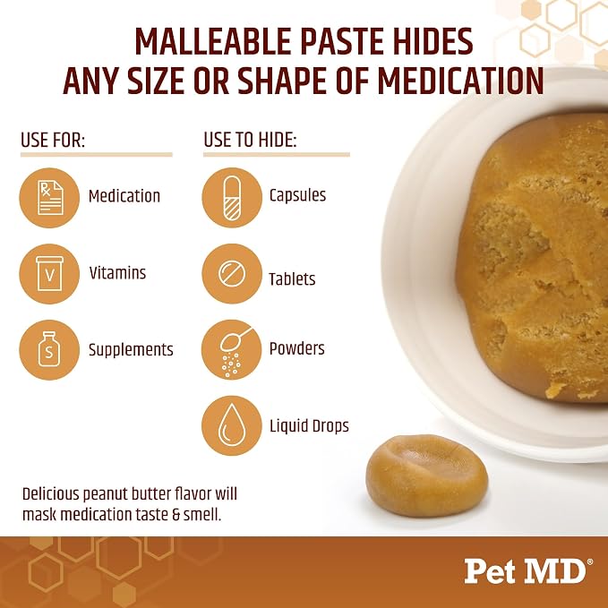 Pet MD Wrap A Pill Peanut Butter Flavor Pill Paste for Dogs - 8 oz | Make a Pocket or Pouch to Hide Pills & Medication