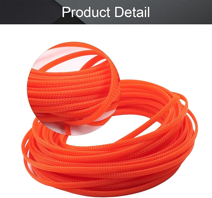 Heyiarbeit 10m/32.8ft PET Expandable Braid Cable Sleeving Flexible Wire Mesh Sleeve Orange 4mm