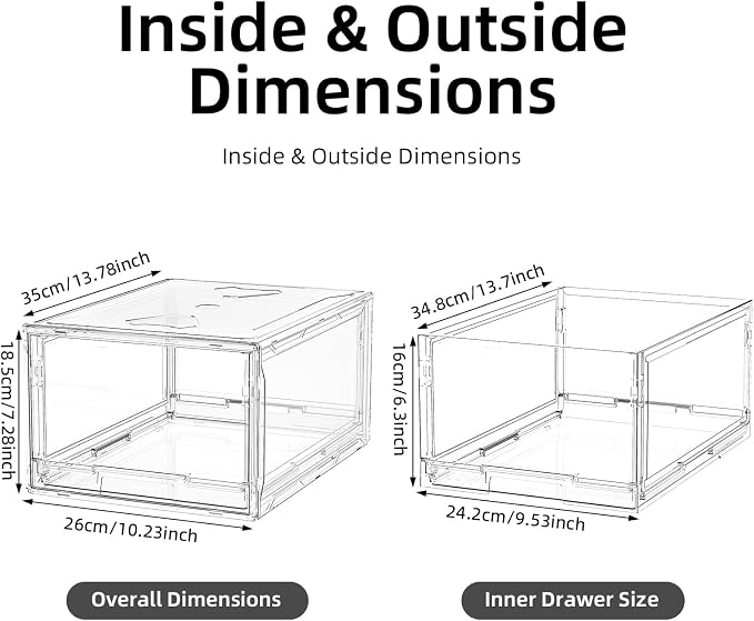 Large Clear Stackable Storage Drawer Organizer for Closet, 3 Pack | Easy Assemble, Plastic Drawer Organizer, Closet Storage Bins, Dustproof Underbed Organizer for Underwear, T-shirt, Clothing