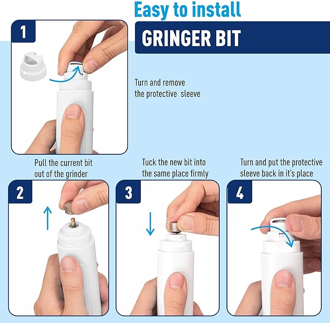 REXIPETS Dog Nail Grinder Replacement Head - Pet Nail Grinder Diamond Tip for Paws- 2 Pack Professional Dog Claw Grinder Bits Replaceable Diamond Nail Grinder Wheel (Short)