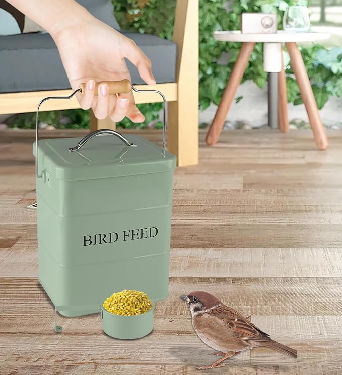 Geyecete Bird Feeder,Bird Food Jar Pet Food Storage Airtight Food Storage Container-Green