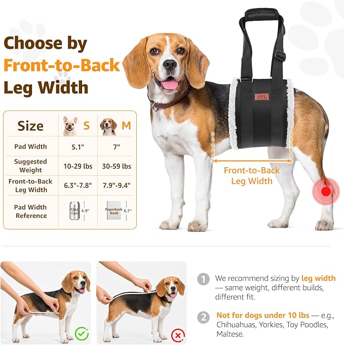 Adjustable Dog Sling for Medium Dogs Soft Post-ACL Surgery Mobility Aid | Dog Lift Harness, Helps Seniors, Injured, Disabled and After ACL Surgery Dogs, Daily Walk/ Stairs, Soft Padded, Easy to Use