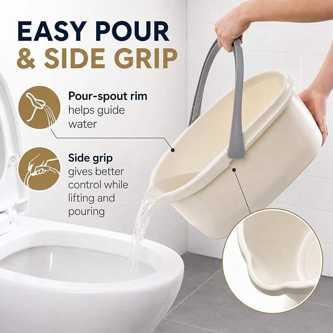 Compact Mop Bucket with Handle, Rectangular Cleaning Bucket and Caddy for Cleaning Supplies, 10L, White