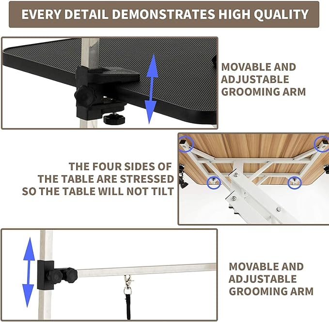 Hydraulic Pet Dog Grooming Table for Large Dogs, Heavy Duty Grooming Table with Adjustable Arm Noose, Maximum Capacity Up to 330 lbs, 42.5''/Black