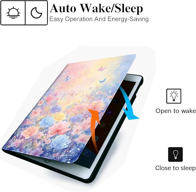 for Microsoft Surface Pro X/Pro X Plus-13 2019/2020/2021/2024 Tablet Case,Auto Wake/Sleep,Adjustable Stand Protective Cover - Flower Butterfly