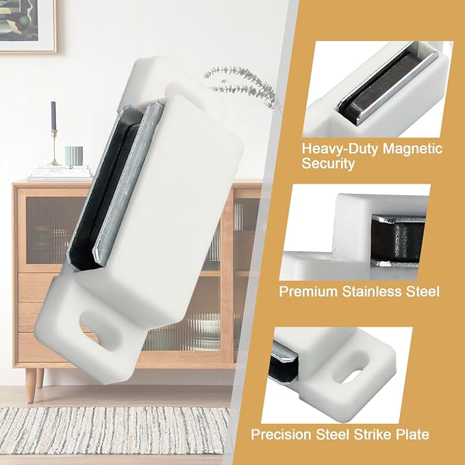 6Pcs Cabinet Door Magnets Catch, White | Magnetic Shutter Hardware, Drawer Latch, For Closure Cupboard Closet Bathroom
