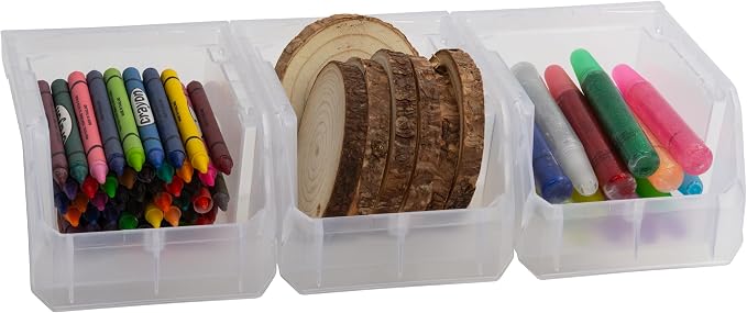 Plastic Containers for Organizing and Storage Bins for Drawers, Desks, Office Organization, and Garage, Stackable Bins, Extra-Small (3" x 5" x 4"), 12-Pack, Clear