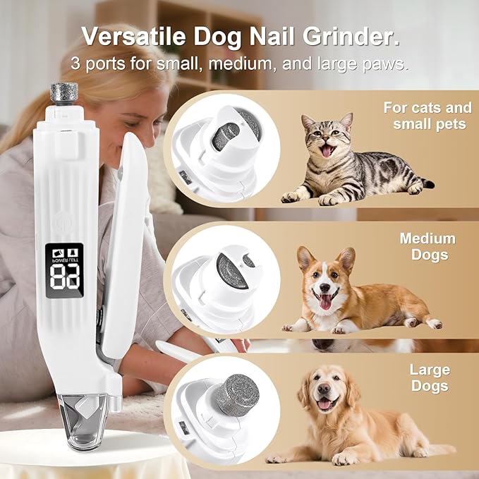 SZMDLX Dog Nail Clippers with Light, 2-in-1 Dog and Cat Nail Clipper with Grinder, Quiet Pet Nail Trimmer for Small Medium Large Dogs and Cats, USB Rechargeable