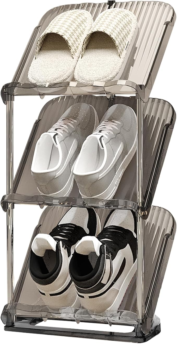 YYW Transparently Narrow Shoe Rack, Vertical Shoe Rack for Entryway Corner | Small Shoe Storage Organizer, Save Space Slim Shoe Shelf for Front Door Entrance, Easy To Assemble, PET Material