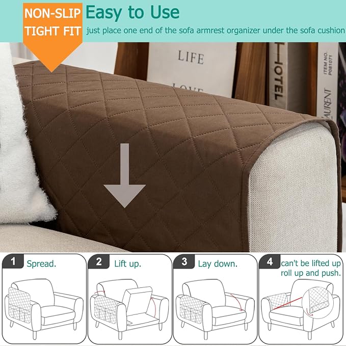Remote Control Holder for Recliner Non-Slip Armchair Caddy Couch Armrest Organizer, Arm Chair Bedside Caddy Storage Organizer for Recliner Couch With 6 Pockets for Magazine, Phone, iPad (Brown)