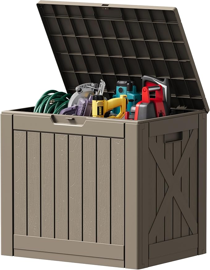 Devoko 40 Gallon Deck Box Lockable Outdoor Storage Box Waterproof for Patio | Weatherproof Use Indoors Outdoors, Holds Patio Cushions, Garden Tools & Pool Supplies, Easy 15-min assembly.