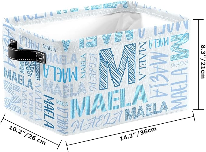 Foldable Personalized Storage Box for Boys Girls with Name Waterproof Kids Custom Storage Bin Baskets Cube Boxes Organizer with Handles for Organizing Shelf Closet, 1 Pack