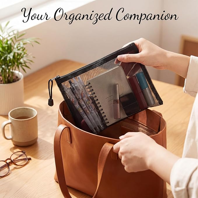 6 Pcs Mesh Zipper Pouch Bags, Small Travel Toiletries Makeup Cosmetic Organizer Bag, Zippered Pouches Insert for Purse Backpack Luggage Organizer