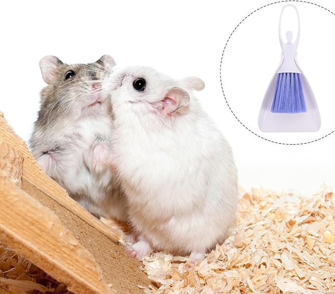 Abaodam 2 Sets Mini Brooms and Dustpans for Pet Cage Cleaning, Plastic PVC Material, Easy Storage, Gentle on Hands, for Hamster and Guinea Pig Cage Dust Removal Random Color