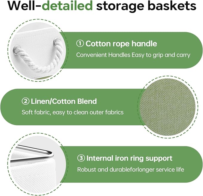 ECDYQXVU 13x13x13 Inch Storage Cube Bins Foldable Organizer Baskets 6 Pack | Soft Cotton Handles, Premium EVA Fabric, Hard Cardboard Bottom, Sturdy Metal Rim, Closet Shelf, Living Room, Bedroom, Laundry