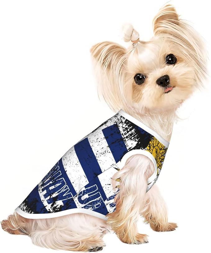 Vintage Uruguay Flag Dog Shirts Sleeveless Puppy Cotton T-Shirts