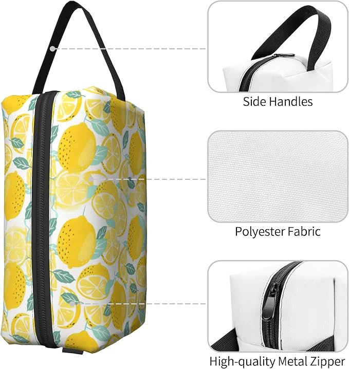 Lemon Makeup Bag - Durable 600D Oxford Fabric Travel Cosmetic Bag, Shockproof Foam Padded Toiletry Organizer for Gym & Daily Use 10x6.2x4.9 Inch