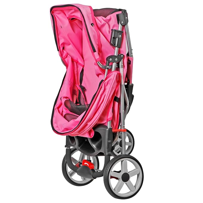 ZENY Pet Stroller for Small/Medium Dogs and Cats Foldable Dog Stroller | with 3 Wheels, Pet Strolling Cart, Dog Travel Carrier with Storage Basket, Cup Holder, Pink