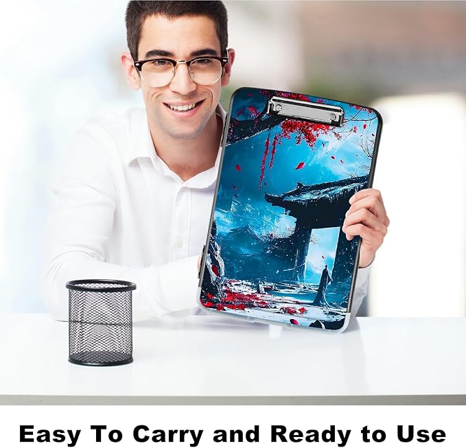 Red Leaf Castle A4 Clipboard with Storage Pen Holder, Clipboards Organizer Nursing Clipboard Foldable File Folder Plastic Clipboard Folio Clip Board for Office Students Classroom Doctor