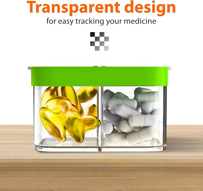Extra Large Pill Organizer – Weekly Pill Box 7 Day AM PM for Big Vitamins & Supplements, Large Capacity Medication Dispenser with 7 Detachable Compartments, XL Pill Organizer 2 Times a Day