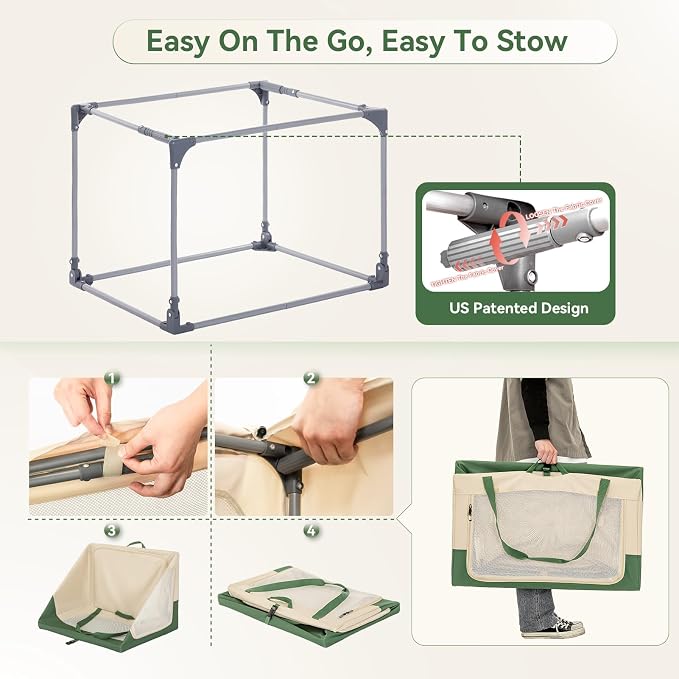 A 4 Pet 36-in Collapsible Soft Dog Crate, Large Dogs, Travel | patented screw frame, Lockable zippers, waterproof base, washable cover, outdoor/indoor/car