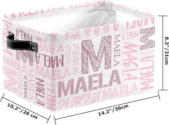 Foldable Personalized Storage Box for Boys Girls with Name Waterproof Kids Custom Storage Bin Baskets Cube Boxes Organizer with Handles for Organizing Shelf Closet, 1 Pack