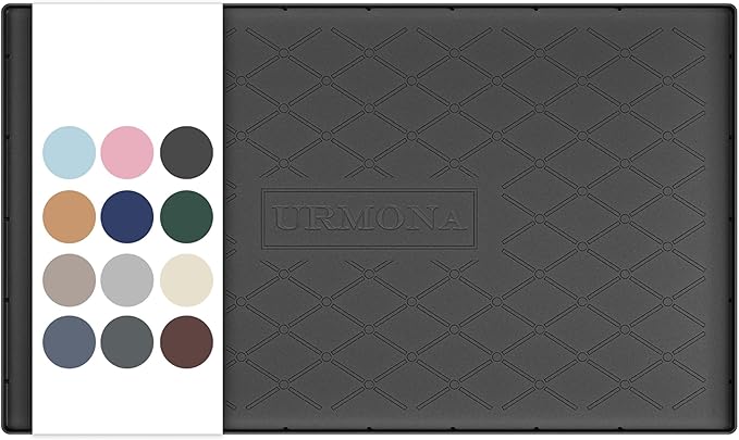 URMONA 37" x 22" Waterproof Silicone Mat in Multiple Sizes & Colors, Under Sink Mat for Kitchen & Bathroom, Pet Food Pad for Dogs & Cats, Kitchen Cabinet Liner, Multi-Purpose for Storage(Black)