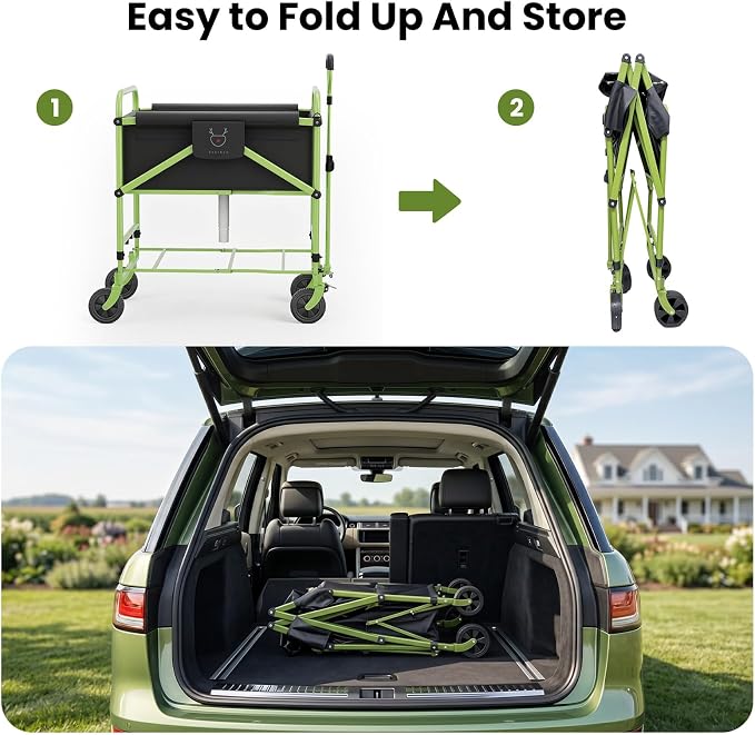 2-in-1 Dog Bathtub and Dog Stroller, Portable Dog Bath and Pet Stroller for Small and Medium Dogs (5-55 lbs) and Cats, Four-Wheel Bathing Cart with Brake Green