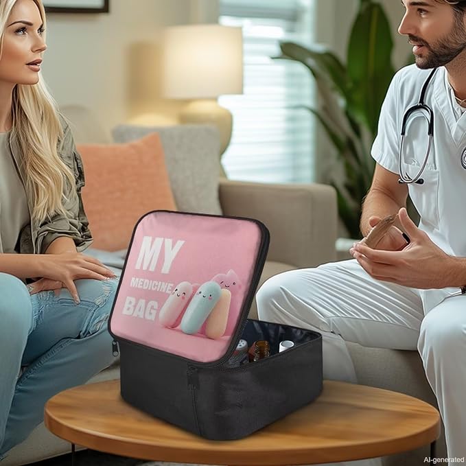 First Aid Kit Bag Empty Pink Color-Coded Emergency Medical Pouch for Hospitals Schools and Home Use Constructed with Tear-Resistant Fabric