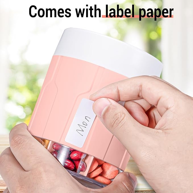 Weekly XXL Pill Organizer Bottle, Daily Pill Dispenser, Anti-Mix Design | 7 Day Portable Travel Pill Box, 21 Labels & Cleaning Brush, XXL Wide Mouth for Easy Access, Vitamin, Fish Oils, Supplement