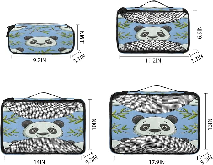 Packing Cubes for Travel, Wild Animal Print Travel Luggage Packing Organizers for Women Men, Large Custom Toiletries Bag for Cosmetics Toiletries, Pandas