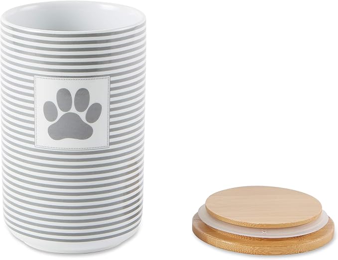 Bone Dry Paw & Patch Ceramic Pet Collection, Treat Canister, 4x6.5, Gray