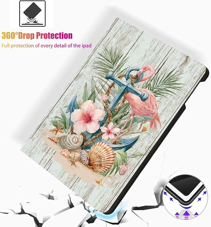for Microsoft Surface Go 4/3/2/1-10.5" 2021 Tablet Case,Auto Wake/Sleep,Adjustable Stand Protective Cover - Flamingo Anchor Tropical